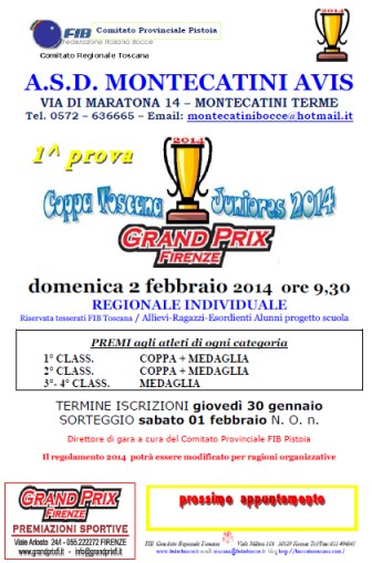 Manifest oprima prova Coppa Toscana Juniores 2014