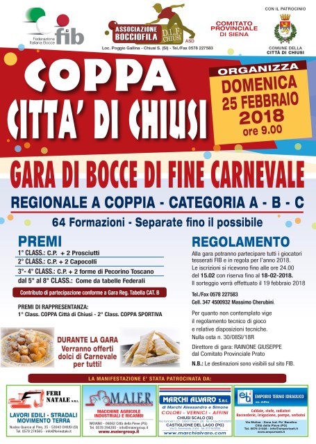 città di chiusi gara del 25 febbraio 2018