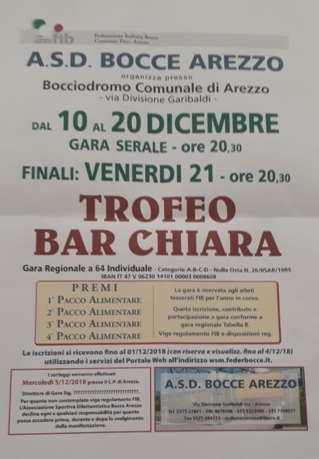 Trofeo Bar Chiara Arezzo 10 dicembre